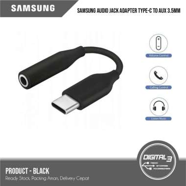Headset Jack Adapter Samsung USB Type C to Aux 3.5MM Audio Converter Hitam