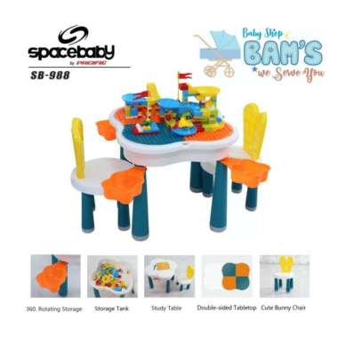 [TERMURAH BAMS✨] SPACE BABY SET KURSI MEJA LEGO MULTIFUNGSIONAL TABLE 6 IN 1 SB 988 CHAIR SET