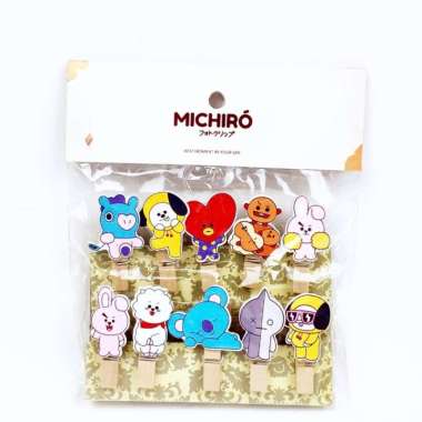 Michiro Photo Clip Foto/Penjepit Polaroid BTS Import Wooden Paper Clip BT21 L