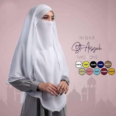 Jilbab Hijab Kerudung Khimar Syari Niqab Cadar Siti Aisyah Murah Putih