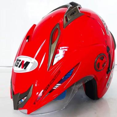 Helm Gm New Imprezza Solid Helm Half Face Red Fire