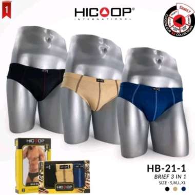 celana dalam pria hicoop klasik 3in1 size M L XL motif dan warna sesuai foto L