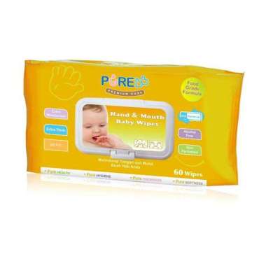 Pure Baby Hand & Mouth Wipes Tisu Basah 60's Orange - 1pcs
