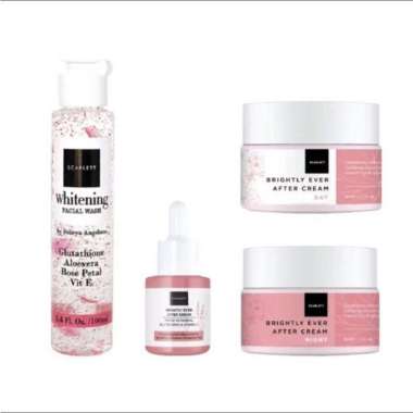 PAKET 4in1 SCARLETT WHITENING Brightly Ever After - Wash + Serum Brightly Cream Siang + Malam