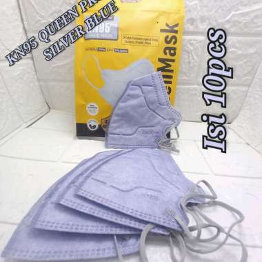 MASKER KN95 QUEEN PRO EMBOS/5PLY/ISI 10pcs Silver Blue