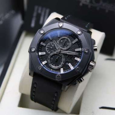 JAM TANGAN PRIA ALEXANDRE CHRISTIE AC 9601 AC9601 LEATHER SPORT ORIGINAL GARANSI RESMI 1THN BLACK