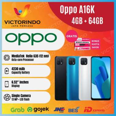 Oppo A16K Smartphone [ Ram 4GB / Rom 64GB ] - Garansi Resmi Black