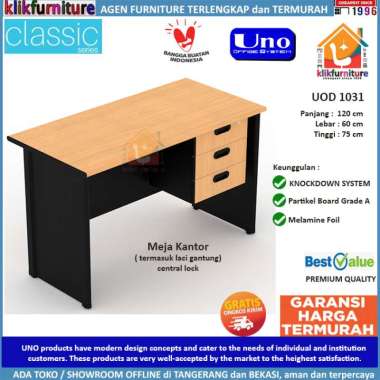 UOD 1031 UNO Meja Tulis Meja Kerja Meja Kantor Laci 3 120cm