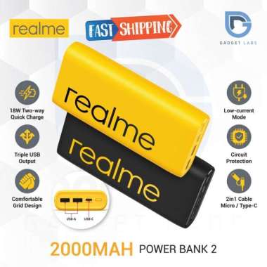 REALME POWERBANK 2 20000 MAH QUICK CHARGER 18W - GARANSI RESMI