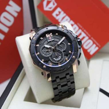 Expedition E6402B Sports Jam Tangan Pria Stainless Steel Black Rosegold
