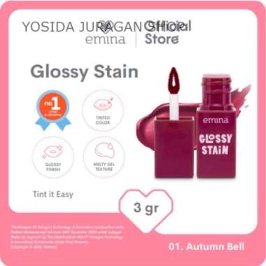 Emina Glossy Stain 3gram - Lip Tint Emina ORIGINAL 100% 01 - Autumn Bell