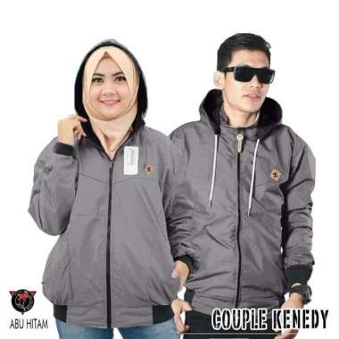 JAKET BB COUPLE / JAKET PASANGAN PRIA WANITA BB DC KENEDY BABOL BOLAK BALIK PREMIUM NAVY DLM ABU