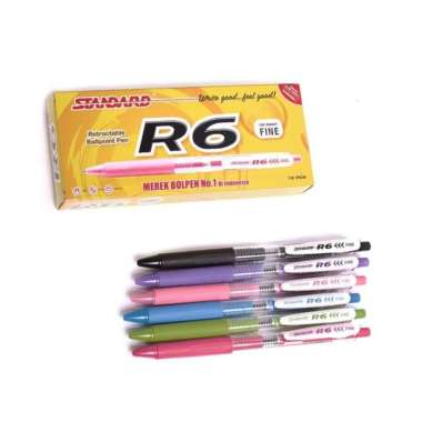 Pen R6 cetekan Standard [1 pak=12 biji] Hitam