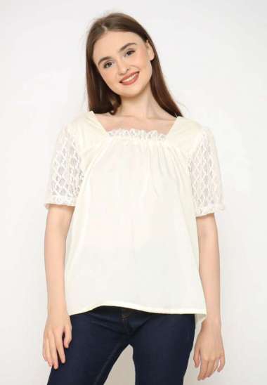 Blouse Brukat Kombinasi Polos Semua Ukuran