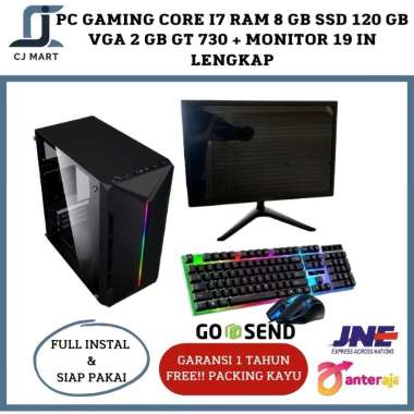 PC GAMING CORE I7 RAM 8 GB SSD 120 GB VGA 2 GB GT 730 + MONITOR 19 IN LENGKAP VGA 2 GB GT 730 Hitam