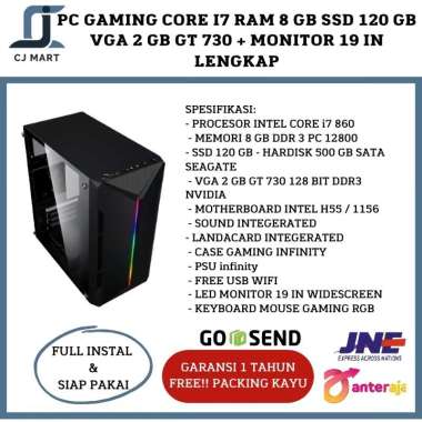 PC GAMING CORE I7 RAM 8 GB SSD 120 GB VGA 2 GB GT 730 + MONITOR 19 IN LENGKAP VGA 2 GB GT 610 Hitam