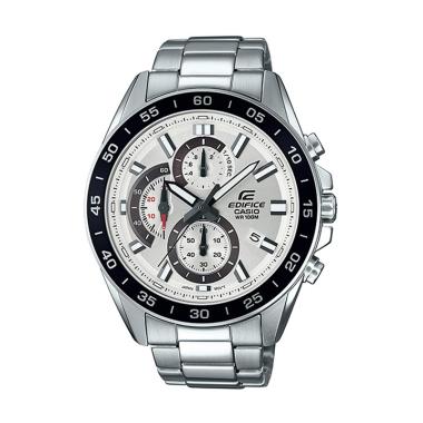 CASIO Edifice EFV-550D Analog Chronograph Original Jam Tangan Pria White Silver