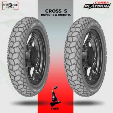 Sepasang Ban Motor Matic - CORSA CROSS S PLATINUM 100/80 & 110/80 Ring 14 Tubeless