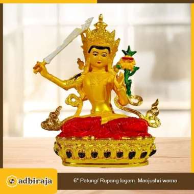 Rupang Patung Arca Logam Buddha Manjushri Warna 6"