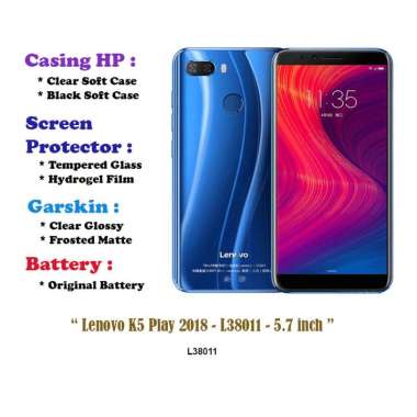 Lenovo K5 Play 2018 - L38011 - 5.7 inch - Case - Screen Protector - Battery - Dll Garskin Clear