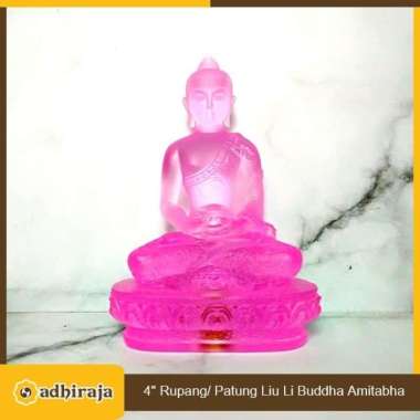 Rupang Patung Buddha Amitabha Amitofo Kristal Kaca (liuli) 4.5"