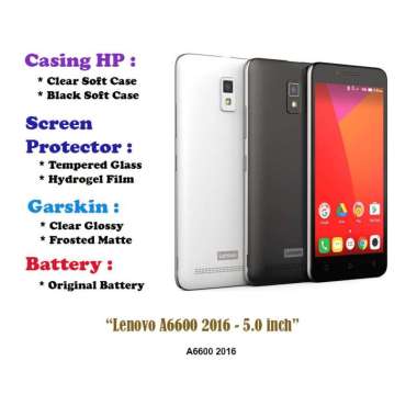 Lenovo A6600 2016 - 5.0 inch - Case - Screen Protector - Battery - Dll Garskin Clear