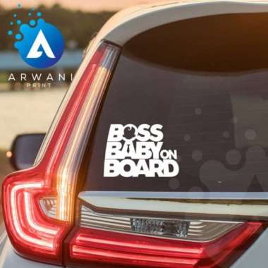 Stiker Mobil Boss Baby on Board Cutting Sticker Kaca Mobil Belakang Multicolor