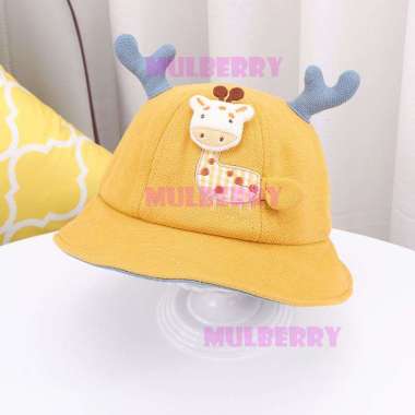 Chanel7 Topi Bucket Bayi dan Anak 3D Horn Antler / Baby Fashion Bucket Hat Antler Kuning
