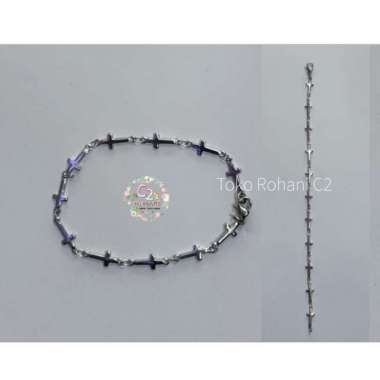 Gelang Salib Titanium - Gelang Titanium SILVER