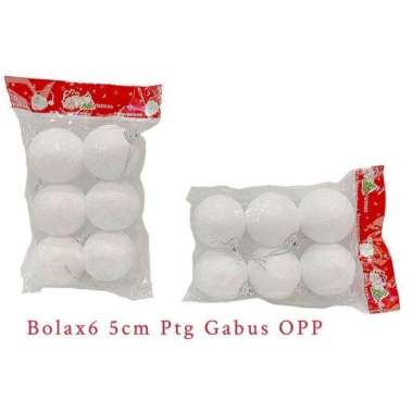 Hiasan Natal Bola Gabus Putih 5cm isi 6pcs - Hiasan Natal - Dekorasi