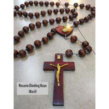 Rosario Dinding Kawat Kayu Coklat Kecil - Rosario Rohani