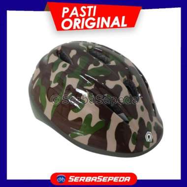 Helm Sepeda - Polygon Helm Kids Army Hitam Hijau.M