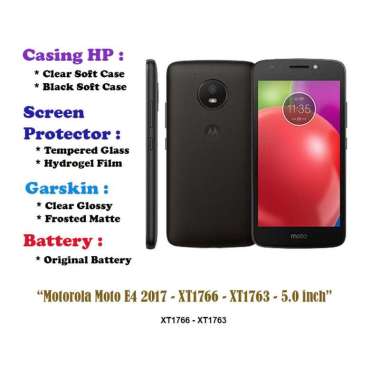 Motorola Moto E4 Plus 2017 - 5.5 inch - Case - Screen Protector - Battery - Dll Black Soft case