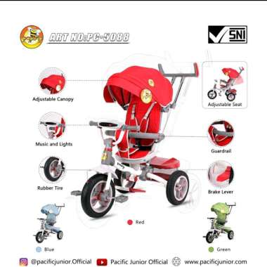 Stroller Sepeda Anak Roda Tiga Pacific PC-5088 Tricycle PC5088 PC 5088