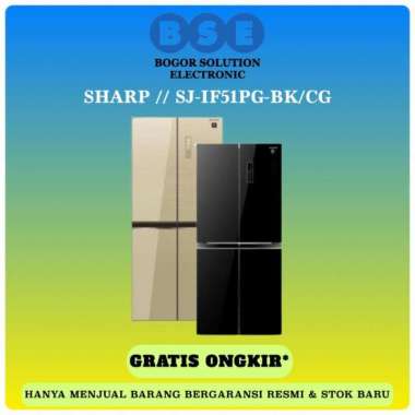 SHARP KULKAS 4 PINTU - KULKAS GLASS DOOR | SJIF51PGCD | SJIF51PGBK