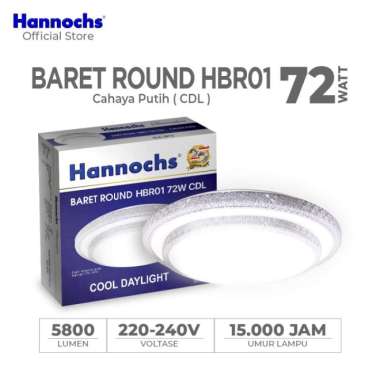 Hannochs LED Baret Round HBR01 72W Cahaya Putih - Lampu Dekoratif