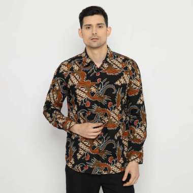 Platini Kemeja Batik Pria Lengan Panjang Hitam 460554 M
