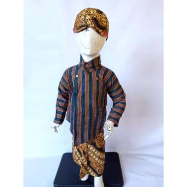 Surjan Lurik Anak Warna BIRU Setelan Jarik dan Blangkon XL