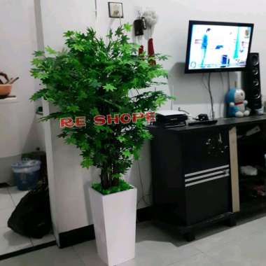 bunga hias/bunga plastik/pohon hias maple lokal/pohon plastik/maple artificial Hijau
