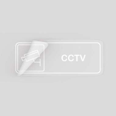 Cctv Sticker - Stiker Cctv Area - Stiker Dinding - Cctv Stiker Sign Putih