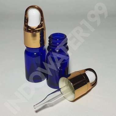 BOTOL KACA 5 ML BIRU TUTUP PIPET TETES PIPET BULB