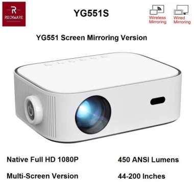 ROCKWARE YG551S 1080P LED Projector WiFi 450 ANSI Lumens Alt Cheerlux