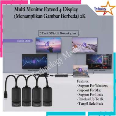 2K Multiple Monitor HDMI Extend Display 1 PC Untuk 4 Monitor External