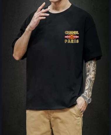 Baju Kaos Paris Pria/Baju Pria Lengan Pendek/Kaos Pria Trandy Hitam XXXL
