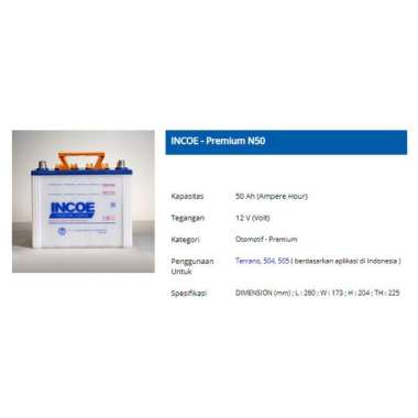 Aki mobil N50 Incoe PREMIUM 48B26R 50AH -38785 IN