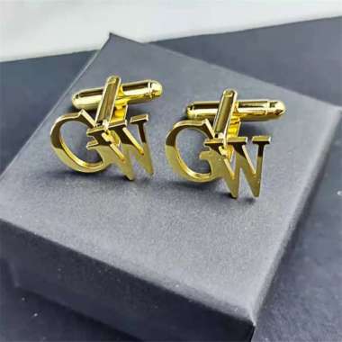 houseofcuff custom cufflinks wedding kancing manset inisial huruf GOLD