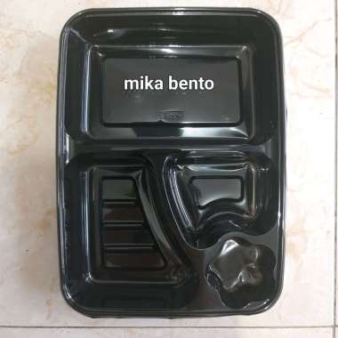 mika box bento PET sekat 4 tray bintang 50set/pak hitam TANPA DUS