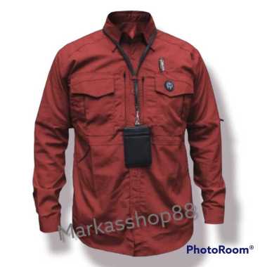 kemeja M-TAC / kemeja lapangan / kemeja kantor Maroon M