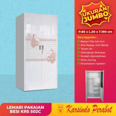 Lemari Pakaian Besi | Lemari Baju 2 Pintu KRS 502C-Karsindo