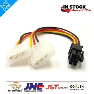 Kabel Konektor Converter Power VGA 6 Pin 6pin To 2 Dual MOLEX 4 Pin